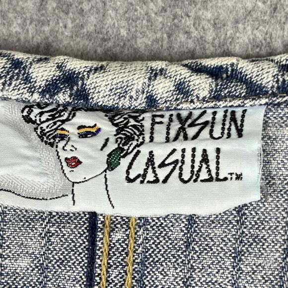 VTG Fixsun Casual Denim Jacket Womens One Size Acid Wash Oversized Heavy 80s 90s - Picture 5 of 16